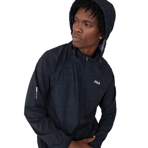 JAQUETA FILA CORTA VENTO RUNNING F11R010.1271 PRETO ESTAMPAD