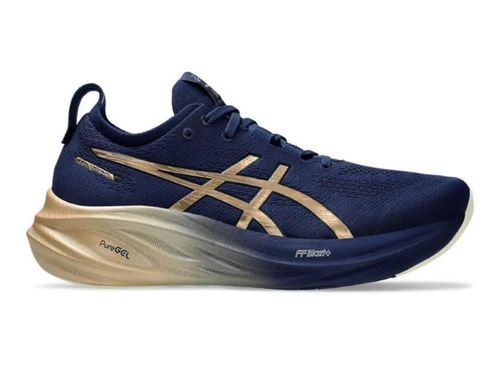 TENIS ASICS GEL NIMBUS 26 PLATINUM 1011B946.400 AZUL DOURADO
