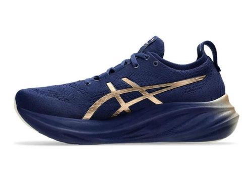 TENIS ASICS GEL NIMBUS 26 PLATINUM 1011B946.400 AZUL DOURADO