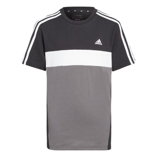 CAMISETA INFANTIL ADIDAS RECORTES IJ8735 PRETO BRANCO CINZA