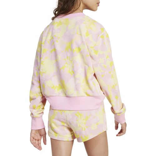 CASACO MOLETOM ADIDAS ESSENTIALS FLOWERS JI6221 ROSA AMARELO