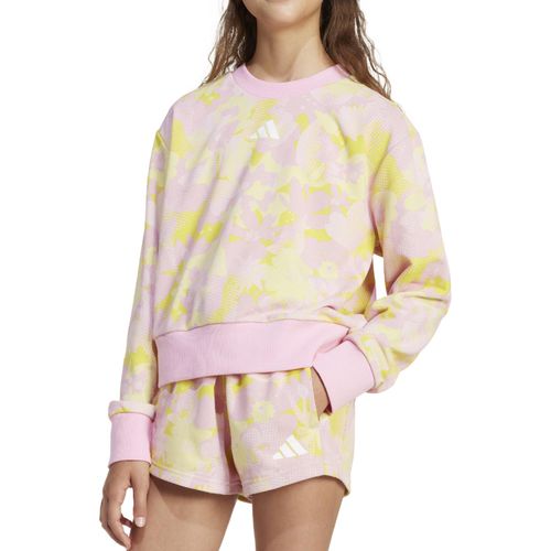 CASACO MOLETOM ADIDAS ESSENTIALS FLOWERS JI6221 ROSA AMARELO