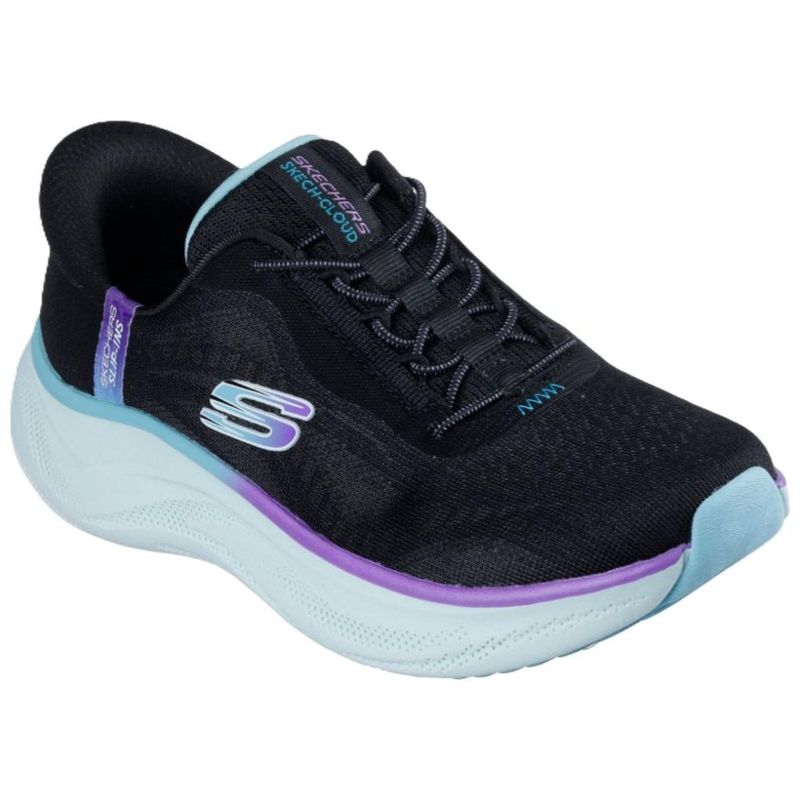 TENIS SKECHERS CLOUD PERFECTLY PLUSH 150560/BKMT PRETO AZUL