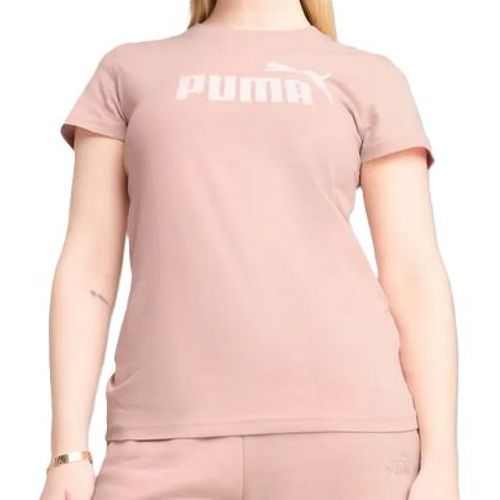 CAMISETA PUMA ESSENTIALS LOGO 682371-91 ROSA BRANCO