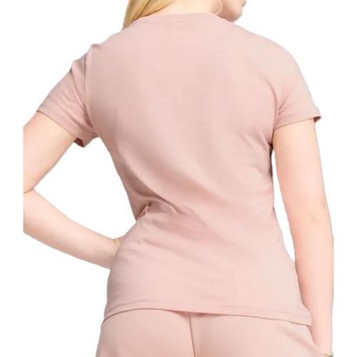 CAMISETA PUMA ESSENTIALS LOGO 682371-91 ROSA BRANCO